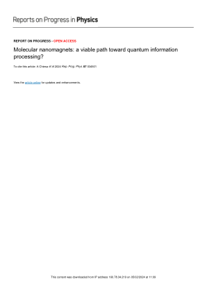 分子纳米磁体：量子信息处理的可行途径？